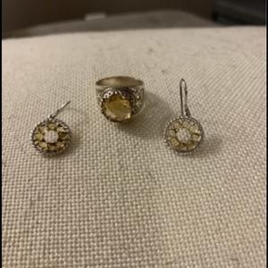 Size 8 citrine sterling silver ring with earrings.